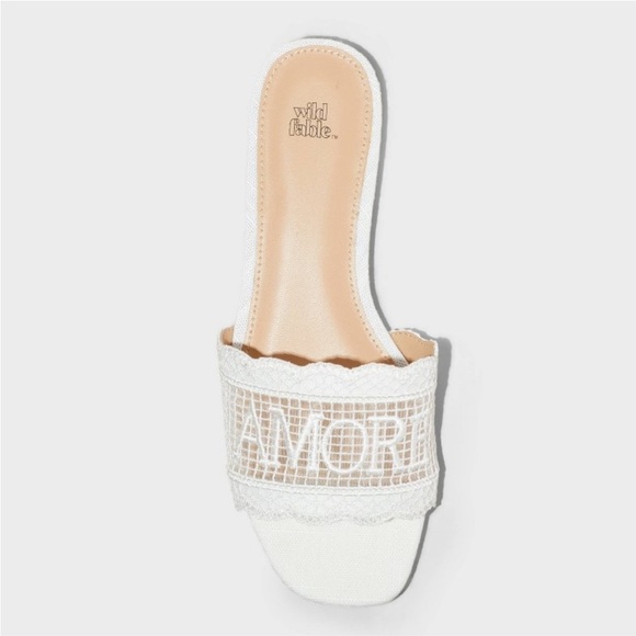 Josephina Lace Flat Sandals Wild Fable White Slip-On, Memory Foam new 🆕 - Picture 1 of 6